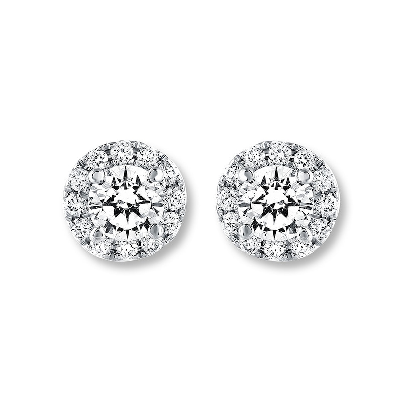 THE LEO Diamond Earrings 7/8 ct tw Round-cut 14K White Gold (I/I1)