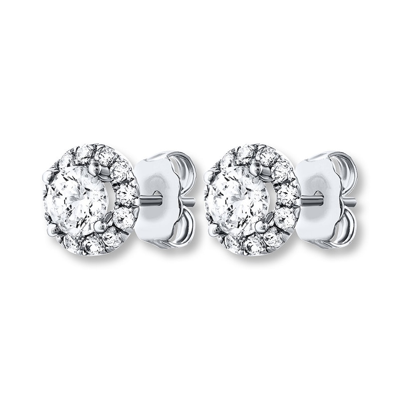 Main Image 3 of THE LEO Diamond Earrings 7/8 ct tw Round-cut 14K White Gold (I/I1)