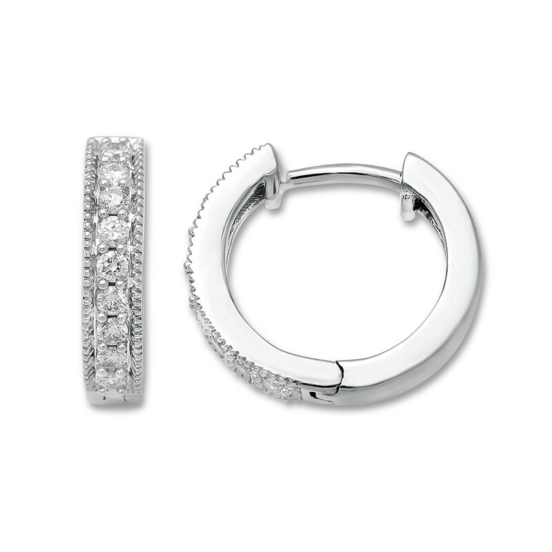Hoop Earrings 1 4 Ct Tw Diamonds 10k White Gold Kay Hoop Earrings 1 4 Ct Tw Diamonds 10k White Gold Kay
