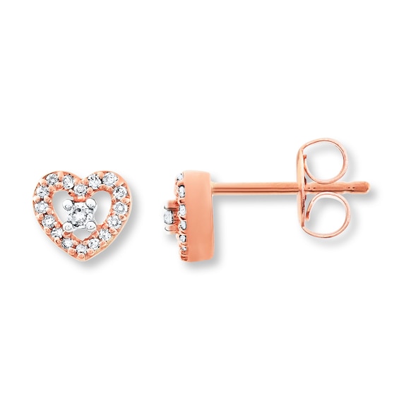 Diamond Heart Earrings 1 10 Carat Tw 10k Rose Gold Kay