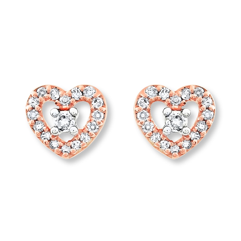 Main Image 2 of Diamond Heart Earrings 1/10 Carat tw 10K Rose Gold