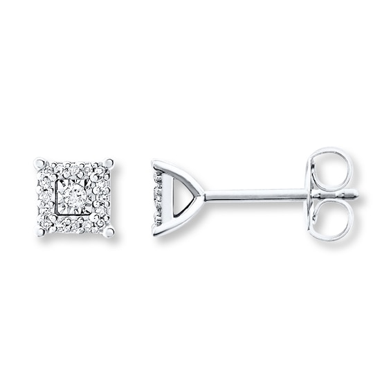 Diamond Stud Earrings 1/10 Carat tw Round-cut Sterling Silver
