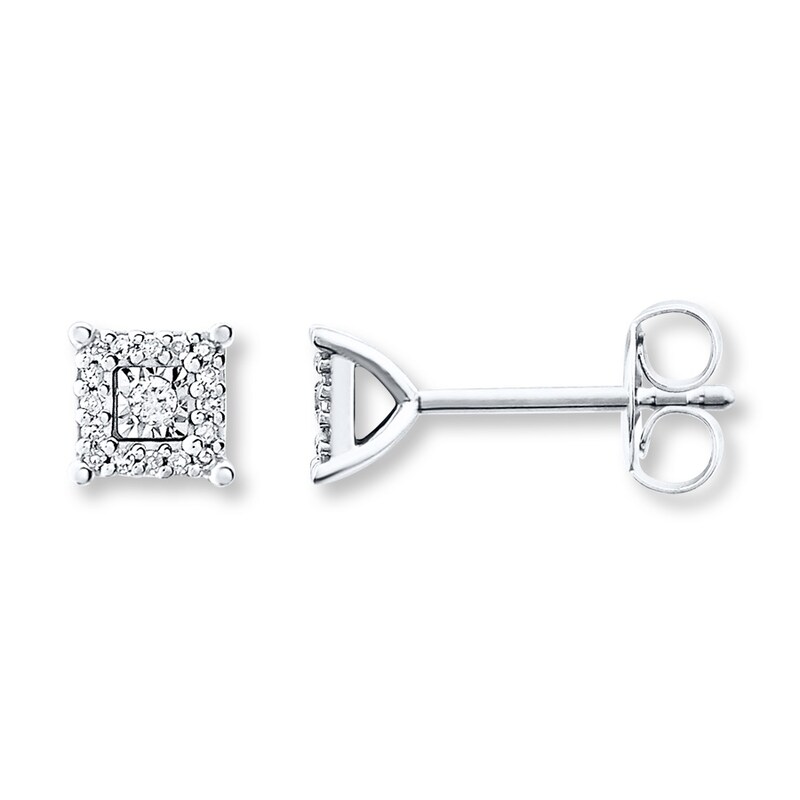 Diamond Stud Earrings 1/10 Carat tw Round-cut Sterling Silver