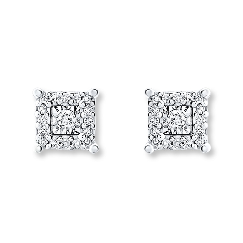 Main Image 2 of Diamond Stud Earrings 1/10 Carat tw Round-cut Sterling Silver