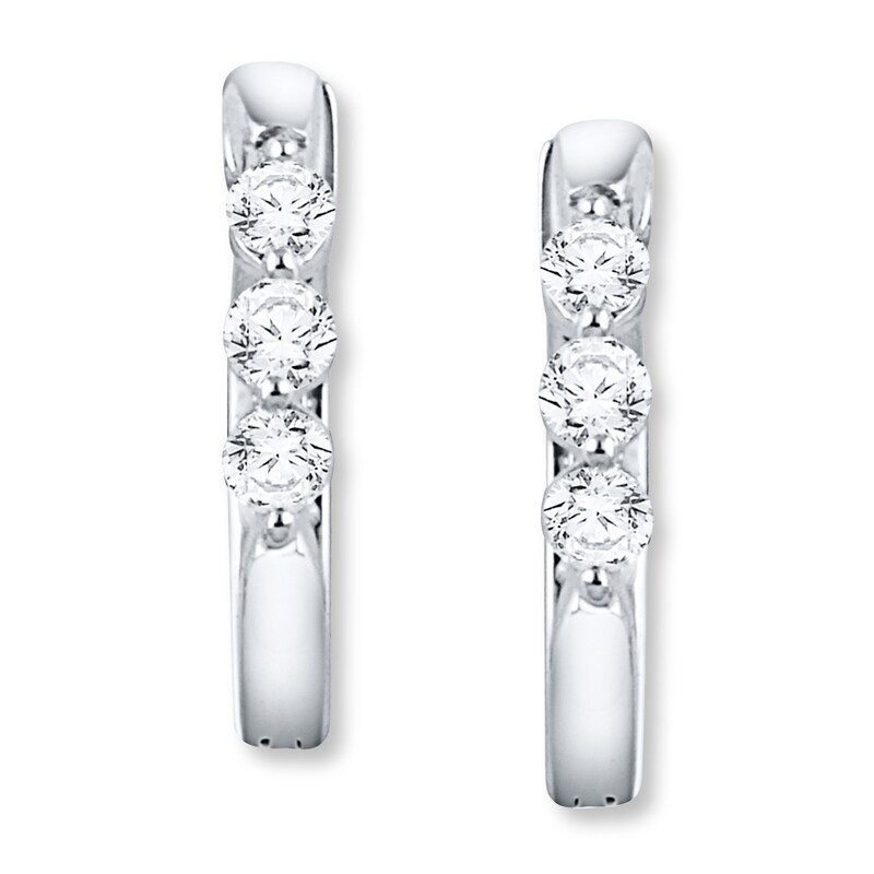 Diamond Bar Earrings 1/4 ct tw Round-cut 10K White Gold