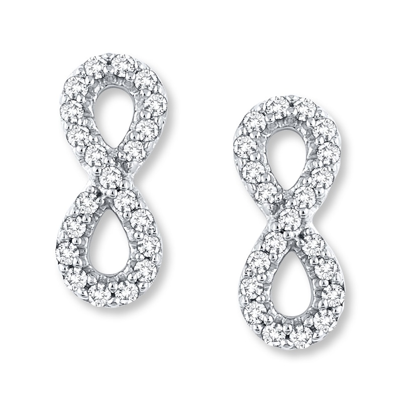 Main Image 1 of Diamond Infinity Earrings 1/4 ct tw Round-cut 10K White Gold