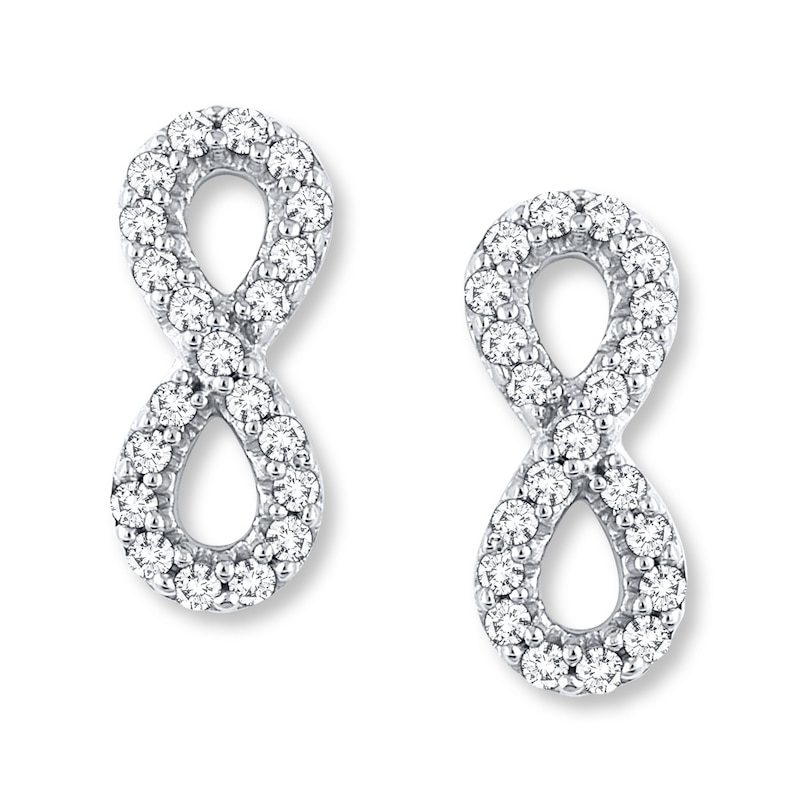 Diamond Infinity Earrings 1/4 ct tw Round-cut 10K White Gold