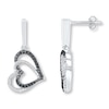 Thumbnail Image 1 of Black & White Diamond Heart Earrings 1/4 ct tw Sterling Silver