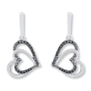 Thumbnail Image 2 of Black & White Diamond Heart Earrings 1/4 ct tw Sterling Silver