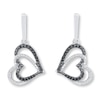 Thumbnail Image 1 of Black & White Diamond Heart Earrings 1/4 ct tw Sterling Silver