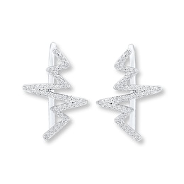 Diamond Heartbeat Earring Climbers 1/6 ct tw Sterling Silver
