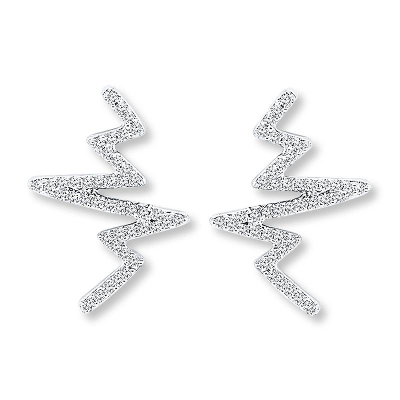 Main Image 2 of Diamond Heartbeat Earring Climbers 1/6 ct tw Sterling Silver