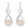 Paw Print Earrings 1/20 ct tw Sterling Silver & 10K Rose Gold