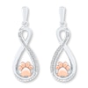 Thumbnail Image 2 of Paw Print Earrings 1/20 ct tw Sterling Silver & 10K Rose Gold