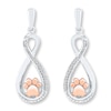 Thumbnail Image 1 of Paw Print Earrings 1/20 ct tw Sterling Silver & 10K Rose Gold