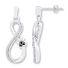 Thumbnail Image 1 of Paw Print Earrings 1/8 ctw Black & White Diamonds Sterling Silver