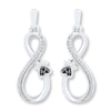 Thumbnail Image 2 of Paw Print Earrings 1/8 ctw Black & White Diamonds Sterling Silver