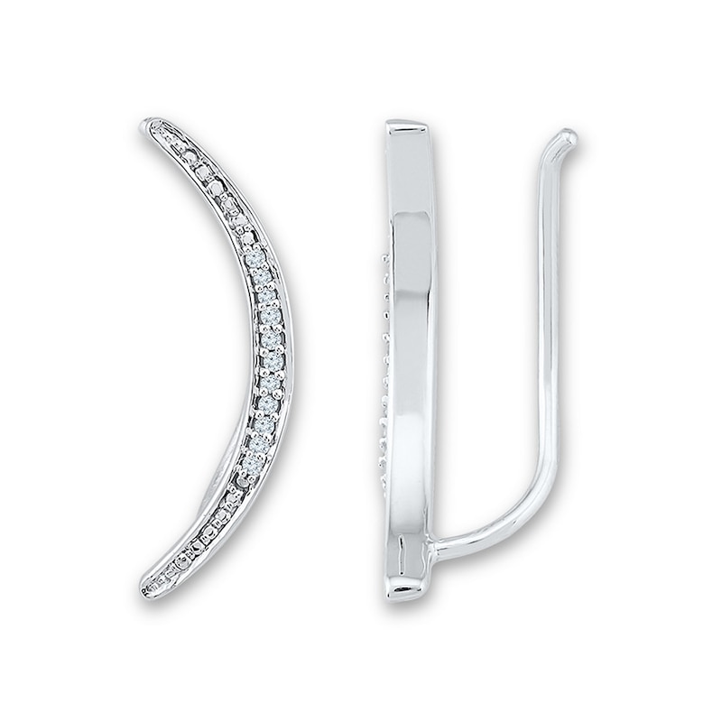 Main Image 1 of Diamond Climber Earrings 1/20 ct tw Sterling Silver