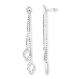 Diamond Dangle Earrings 1/6 ct tw Round-cut Sterling Silver