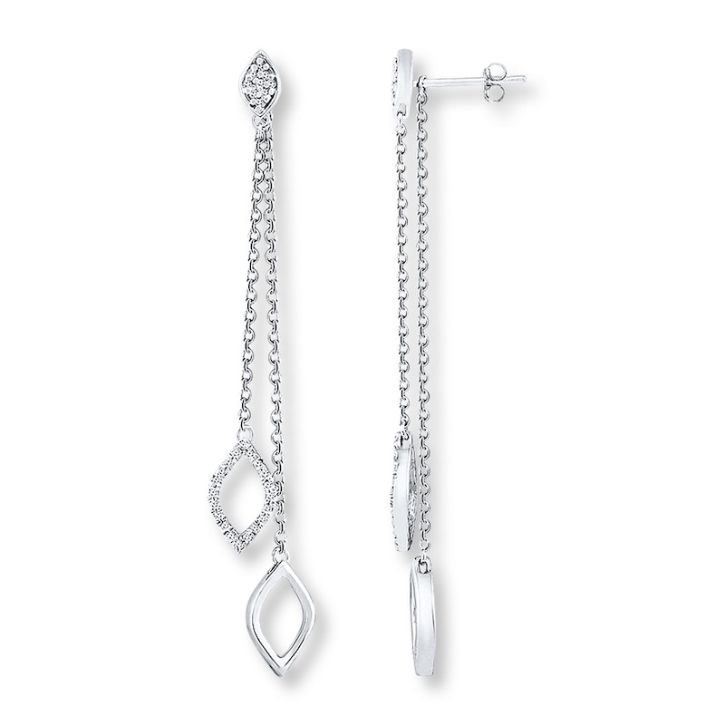 Main Image 1 of Diamond Dangle Earrings 1/6 ct tw Round-cut Sterling Silver
