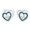 Blue Diamond Heart Earrings 1/20 ct tw Sterling Silver & 10K Rose Gold
