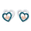 Blue Diamond Heart Earrings 1/20 ct tw Sterling Silver & 10K Rose Gold