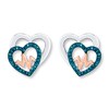 Thumbnail Image 1 of Blue Diamond Heart Earrings 1/20 ct tw Sterling Silver & 10K Rose Gold