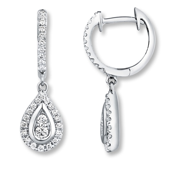 Diamond Teardrop Earrings 1/2 ct tw Round-cut 10K White Gold