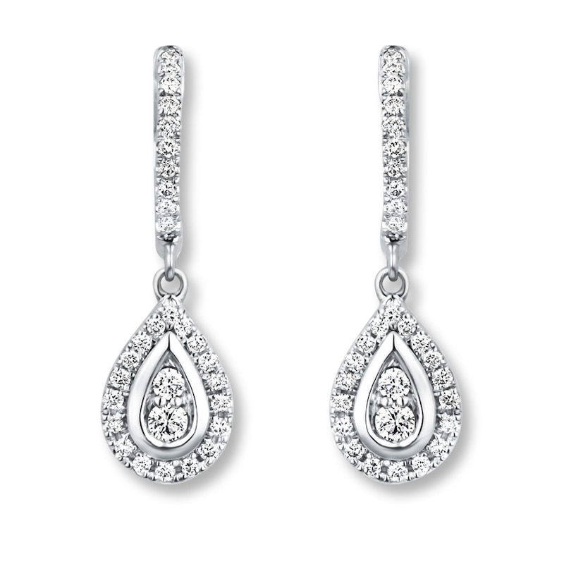Diamond Teardrop Earrings 1/2 ct tw Round-cut 10K White Gold