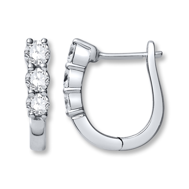 Main Image 1 of Diamond Hoop Earrings 5/8 ct tw Round-cut 10K White Gold