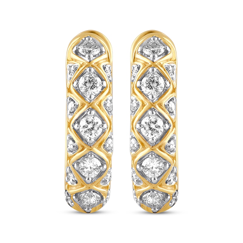 Diamond Geometric Hoop Earrings 1/3 ct tw 10K Yellow Gold