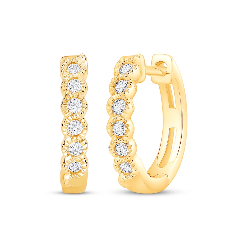 Main Image 1 of Diamond Hoop Earrings 1/8 ct tw Round-Cut 10K Yellow Gold