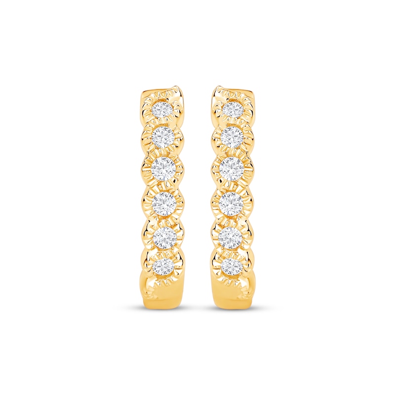 Main Image 2 of Diamond Hoop Earrings 1/8 ct tw Round-Cut 10K Yellow Gold