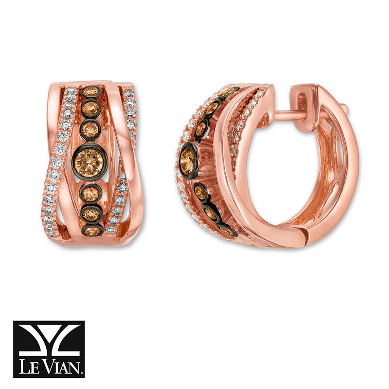 Le Vian Diamond Hoop Earrings 5/8 ct tw 14K Strawberry Gold