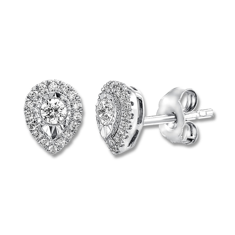 Main Image 2 of Diamond Earrings 1/4 ct tw Round-cut 10K White Gold
