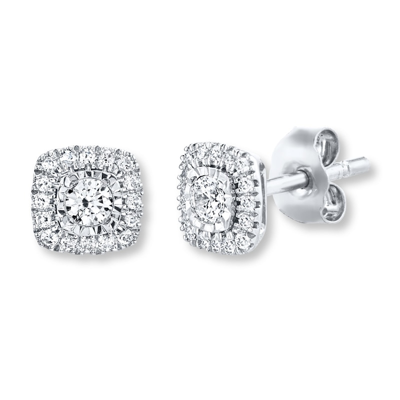 Main Image 2 of Diamond Earrings 1/4 ct tw Round-cut 10K White Gold