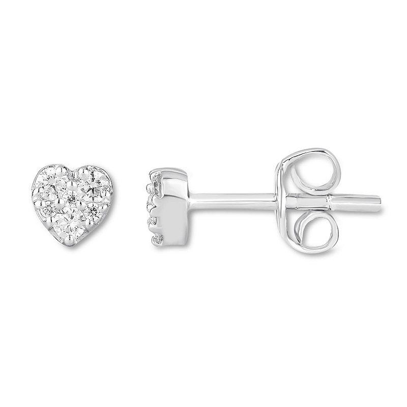 Main Image 1 of Diamond Heart Earrings 1/5 ct tw Round-cut 10K White Gold
