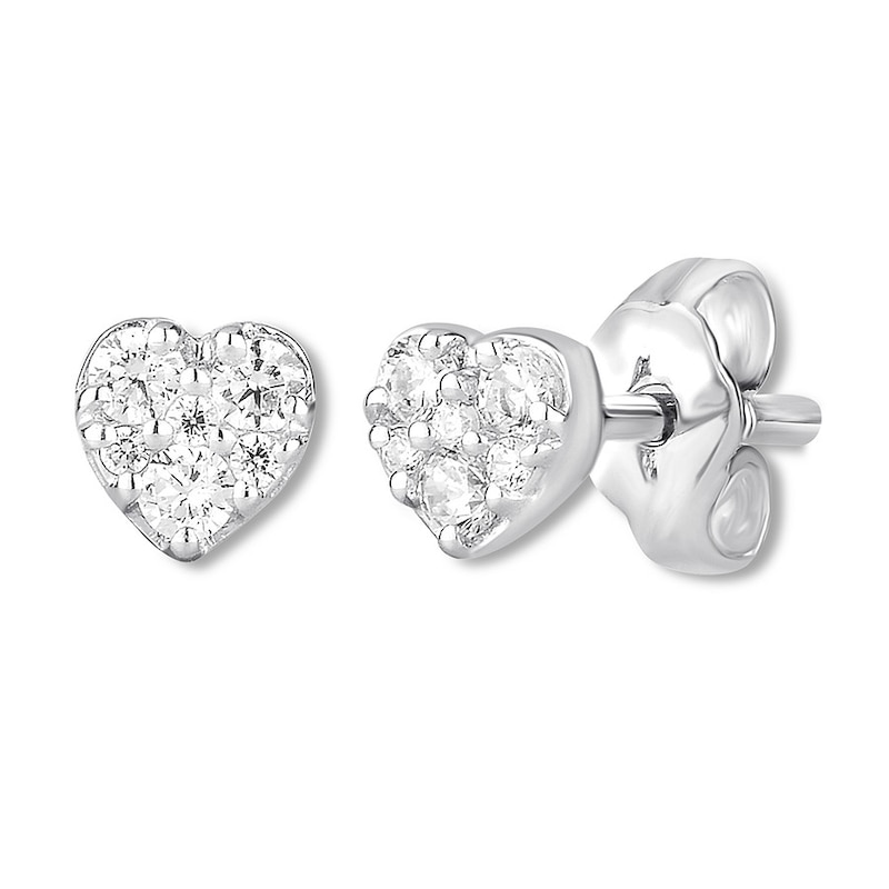 Main Image 2 of Diamond Heart Earrings 1/5 ct tw Round-cut 10K White Gold