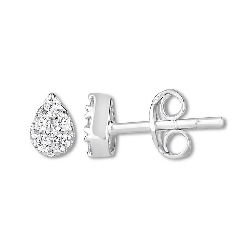 Diamond Teardrop Earrings 1/5 ct tw Round-cut 10K White Gold