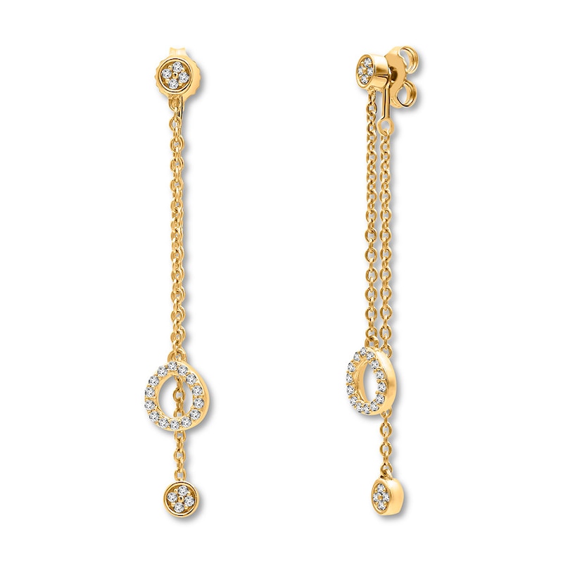 Diamond Drop Earrings 1/4 ct tw Round-cut 10K Yellow Gold