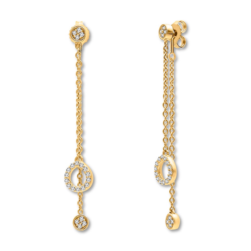 Main Image 1 of Diamond Drop Earrings 1/4 ct tw Round-cut 10K Yellow Gold