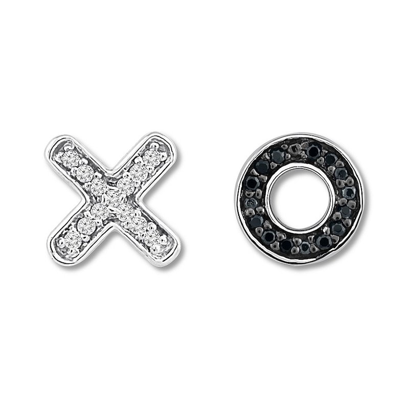 Main Image 1 of Diamond Mismatched Earrings 1/15 ct tw Round Sterling Silver
