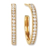 Thumbnail Image 0 of Diamond Hoop Earrings 1/2 ct tw Round-cut 10K Yellow Gold