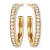 Thumbnail Image 2 of Diamond Hoop Earrings 1/2 ct tw Round-cut 10K Yellow Gold