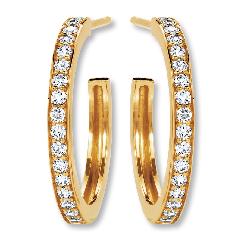 Diamond Hoop Earrings 1/2 ct tw Round-cut 10K Yellow Gold