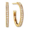 Thumbnail Image 1 of Diamond Hoop Earrings 1/4 ct tw Round-cut 10K Yellow Gold