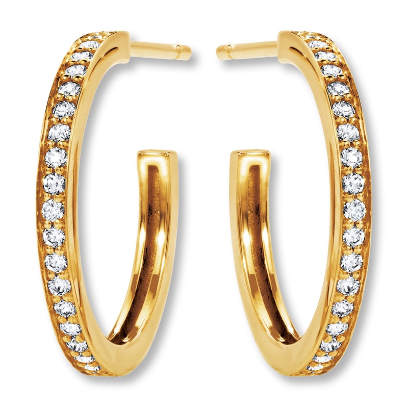 Diamond Hoop Earrings 1/4 ct tw Round-cut 10K Yellow Gold