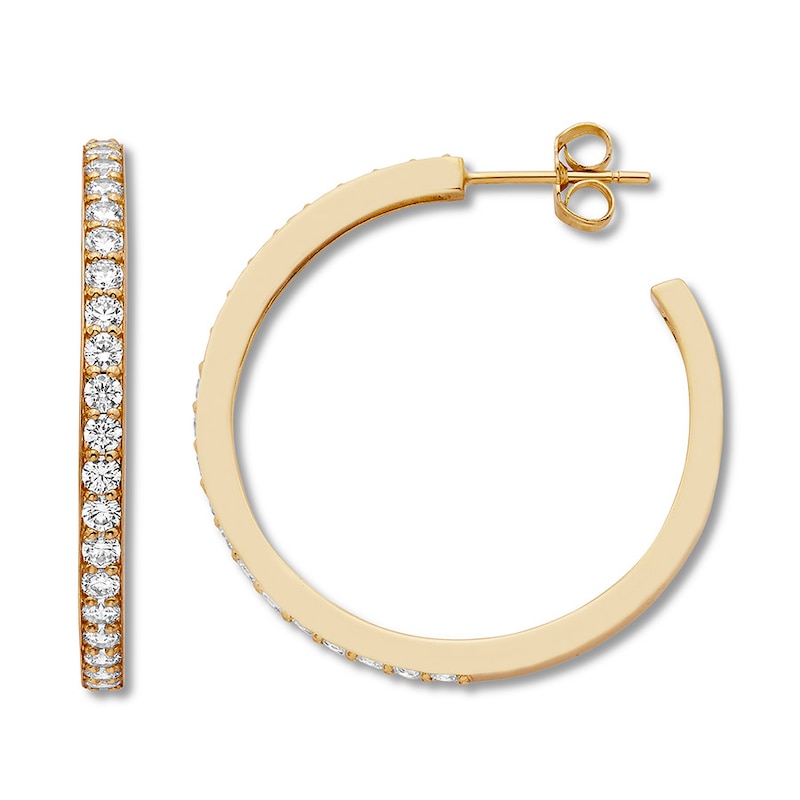 Main Image 1 of Diamond Hoop Earrings 1-1/2 ct tw Round-cut 14K Yellow Gold
