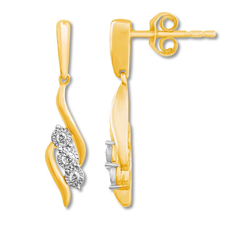 Diamond Earrings 1/10 ct tw Round-cut 10K Yellow Gold