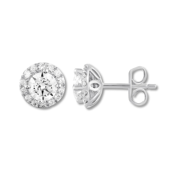 THE LEO Diamond Earrings 1-1/2 ct tw Round-cut 14K White Gold